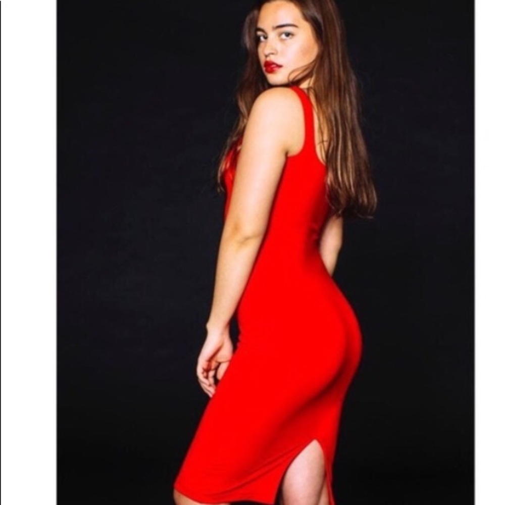 Red Bodycon Midi Dress